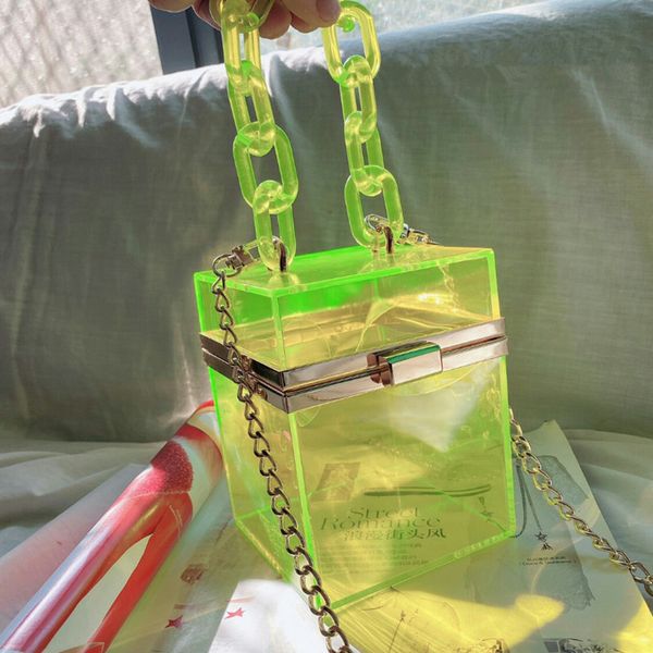

transparent totes bag clear acrylic pvc plastic box bag women girl vintage retro evening weding party handbag 2020 summer