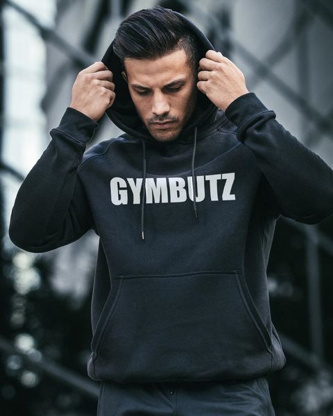 

men's hoodies & sweatshirts mens gym butz brand designer gladiatus printed athletic slim fit sweatshirt elastic male fitness pullover, Black