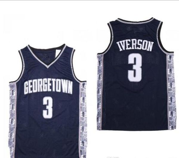 

ncaa mens georgetown hoyas iverson college jersey 3 iverson university basketball jerseys size s-2xl quick delivery, Black;red