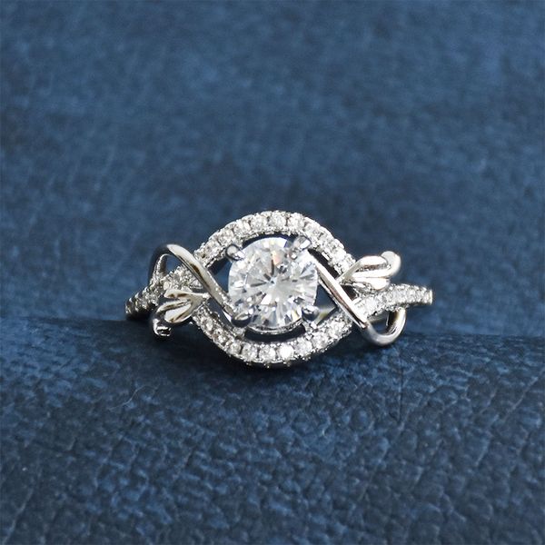 

fashion zircon stone leaf white gold plated rings jewelry for women wholesale wedding rings love zr119, Golden;silver