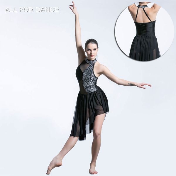 

black sequin lace bodice long skirt ballet dress girl & women stage performance ballet costumes lyrical & contemporay dress, Black;red