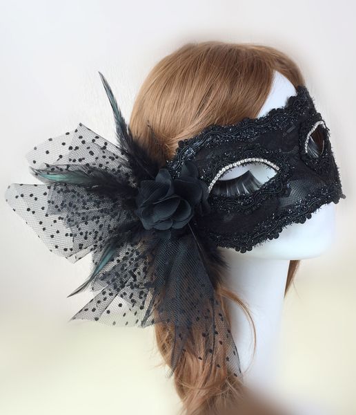 

masquerade princess mask black halloween stage show beauty mask