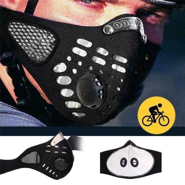 

10pcs sport face mask with filter activated carbon pm 2.5 anti-pollution n95 antiviral running training cycling mask