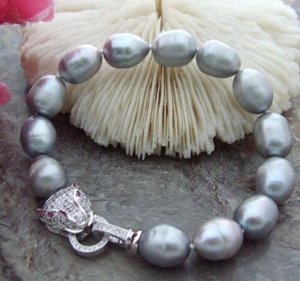 

natura 10-11mm south sea gray baroque pearl bracelet 7.5-8 inches, Black
