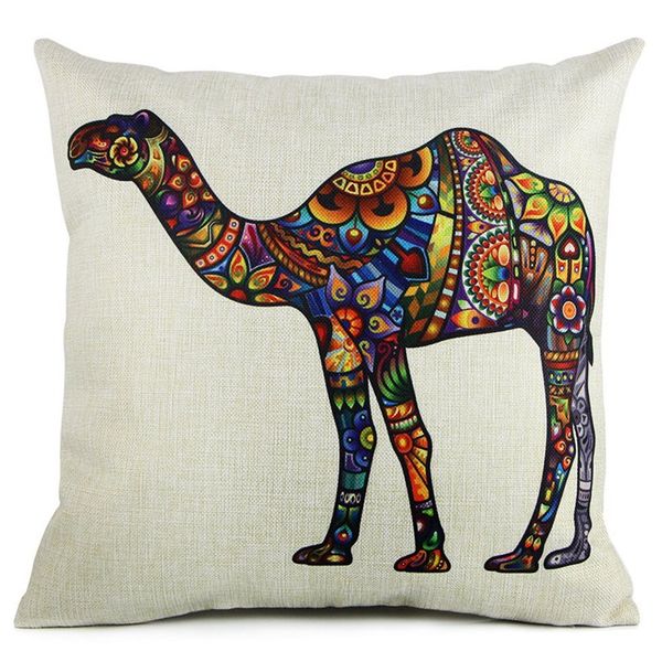 

45*45cm square linen camel print pattern throw pillow covers pillow case