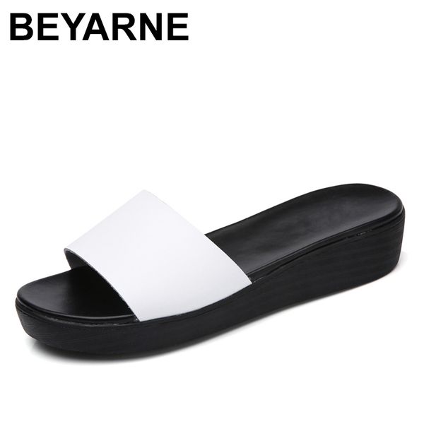 

beyarnesummer slippers beckywalk women's flat sandals beach shoes beach shoes genuine leather white black flip flopse015