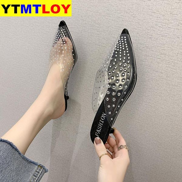

pvc sandals women pointed clear high heel stilettos pumps summer shoes peep toe size 43 gladiator thin heels sandalias, Black