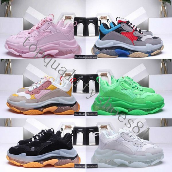 

2020 fashion crystal bottom paris 17fw triple s mens sneakers vintage dad platform women casual shoes sports boots va2, Black