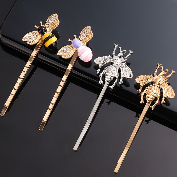 

cute bee insect hair clips & barrettes hair pins for women lady fashion jewelry accessories dancing party hairpin, Golden;silver
