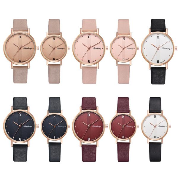 

sanwood fashion rivet round dial analog faux leather band couple quartz wrist watch, Slivery;brown
