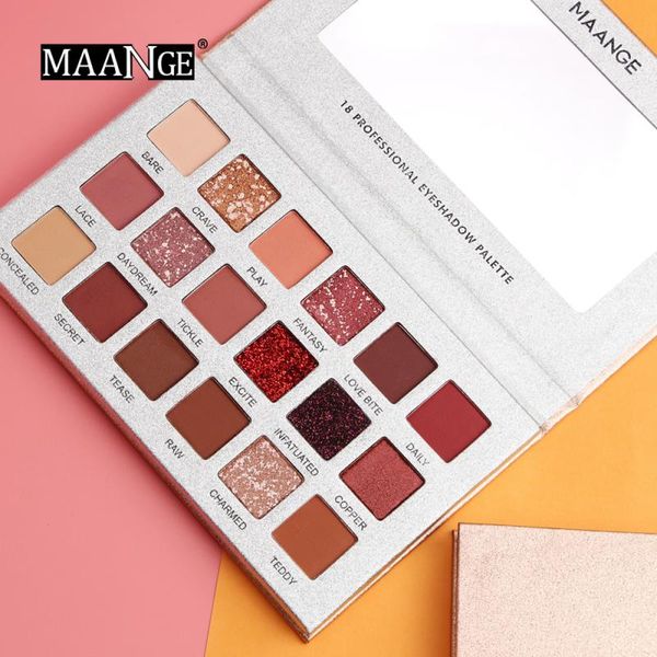 

nude matte eye shadow palette 18 color shimmer glitter pigment makeup palette waterproof earth mermaid ji eye makeup tslm2