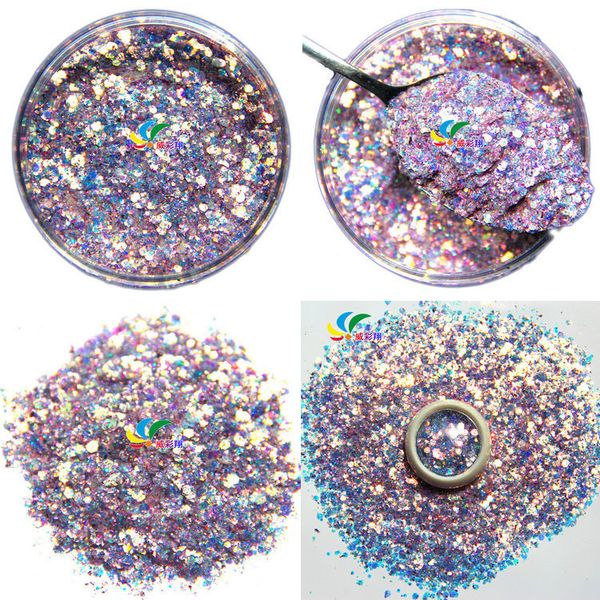 

50g fairy mixed glitter nail flake glitter sequins eye makeup green pet 8 colors gradient for nail art wholesale, Silver;gold