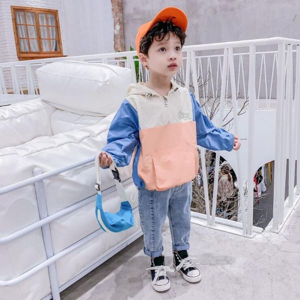 

2020 новый оптовый девушки мальчики лоскутное пальто весна полный рукав дети куртка 3-8t hj879, Blue;gray