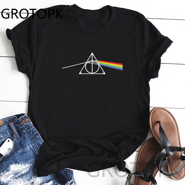 

triangle rainbow women t shirt harajuku fashion t-shirt vintage tumblr tshirt summer white high street tees