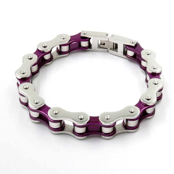 

fashion biker bicycle motorcycle chain bracelet bangle punk stainless steel bracelet men bangle fashion white purple jewelry, Black