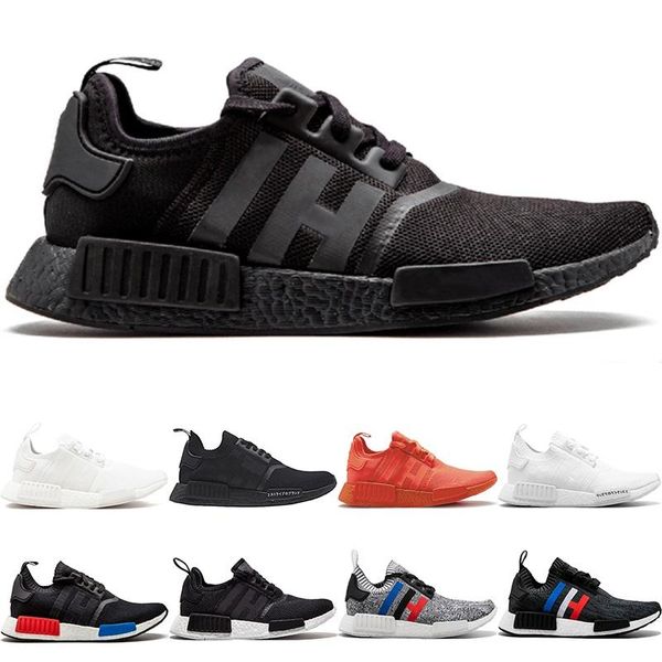 

nmd r1 primeknit running shoes men women triple black white og classic tri-color grey oreo japan red fashion sports sneakers size 5-11 cheap