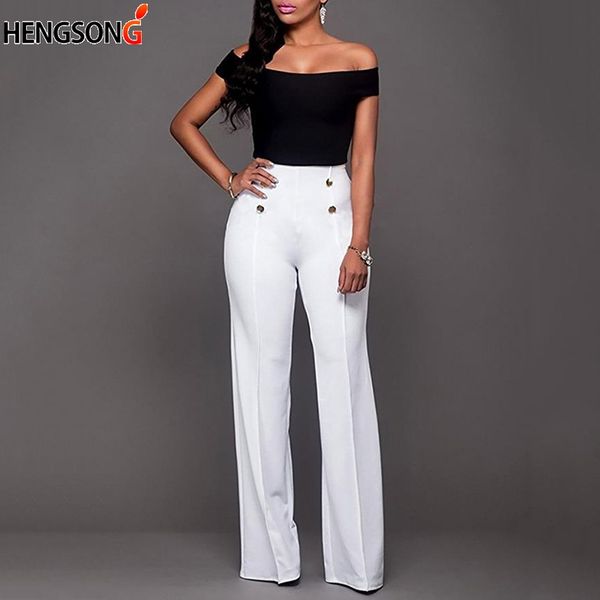 

women's pants fashion causal loose trousers high waist wide leg pants ladies work wear elegant loose casual solid long, Black;white
