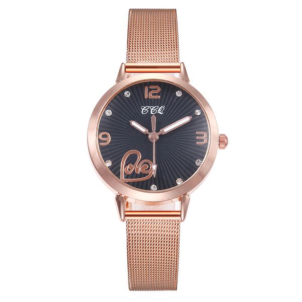 

simple diamond dial stainless steel mesh belt ladies quartz watch 2019 new fashion casual ladies watch women's sports watches, Slivery;brown