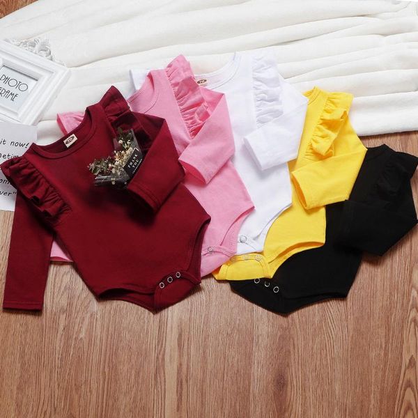 

5 цветов baby girl romper весна новорожденный детская одежда для девочек комбинезон с длинным рукавом мальчики наряды одежда лето, Blue