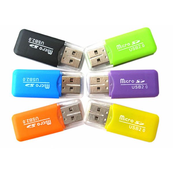 Alta velocidade Mini USB 2.0 T-Flash Memory Card Reader TF Card Reader Micro SD Cardreader adaptador