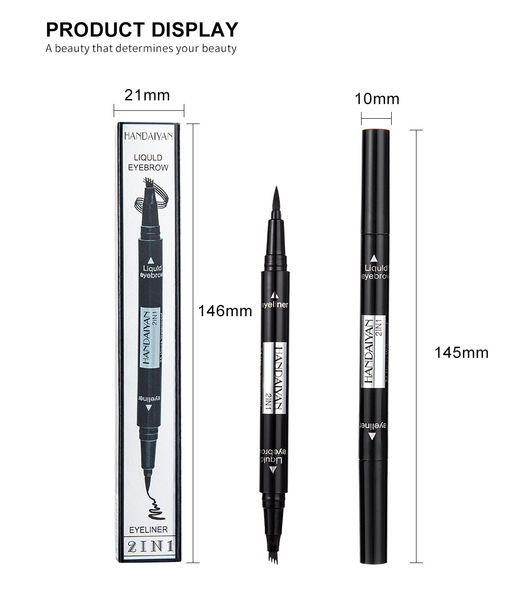 DHL бесплатно Handaiyan Liquid Browrow и подводка для глаз многофункциональный двухголовый карандаш Pen 5 цветов в наличии