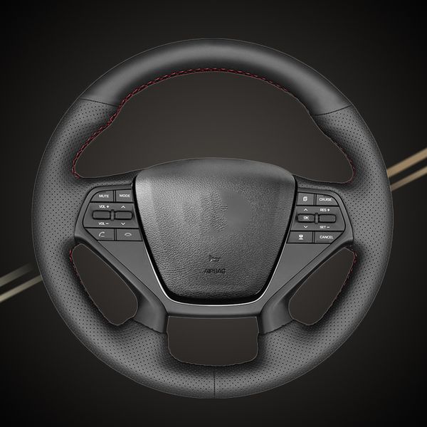 

car braid on the steering wheel cover for sonata 9 2015 2016 2017 (4-spoke) auto braid steering wheel cover car-styling