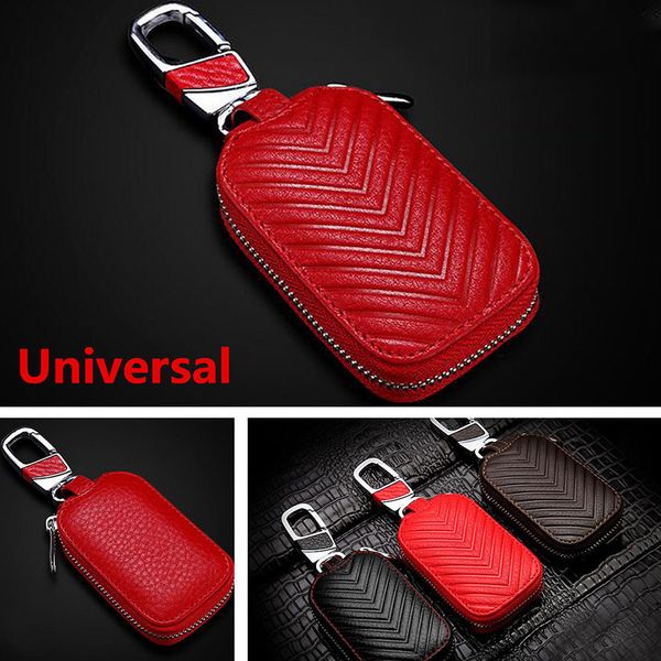 

universal genuine leather key holder car suv key pouch remote fob cover case