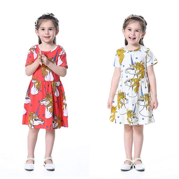 

ins summer girls dresses 2 colors unicorn for girls dresses kids designer clothes girls kids clothing jy18, Red;yellow