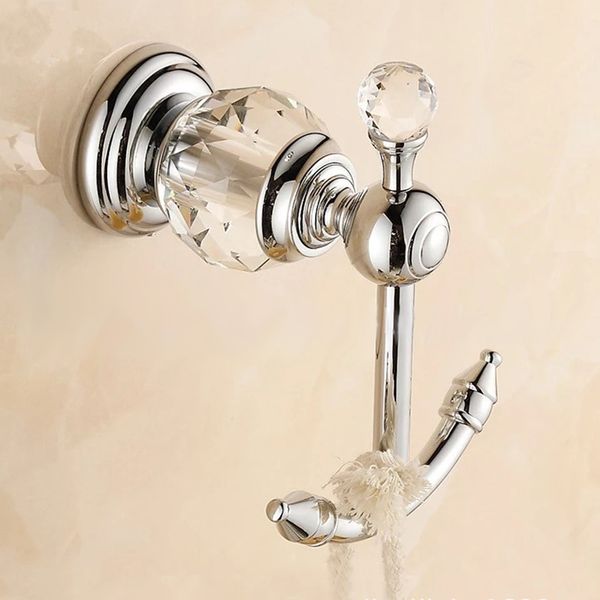 

luxury brass crystal robe hook bathroom wall mounted towel rack clothes hanger home decoration