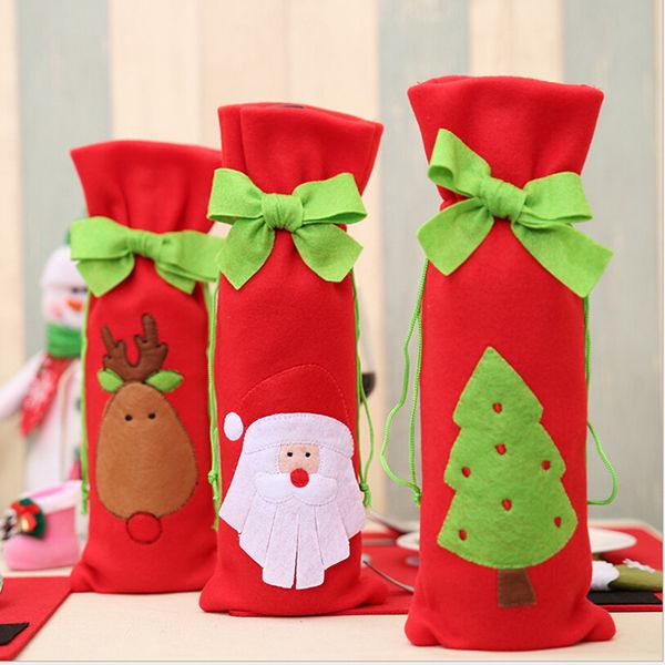 

christmas red wine bottle cover snowman home decorations for christmas table