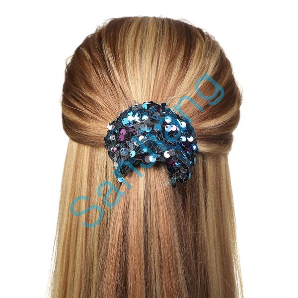 

girls scrunchies elastic hairbands double color ponytail hair ring rope sequins scrunchy holders women gilding hair wrap 2020 gift d3905, Slivery;white