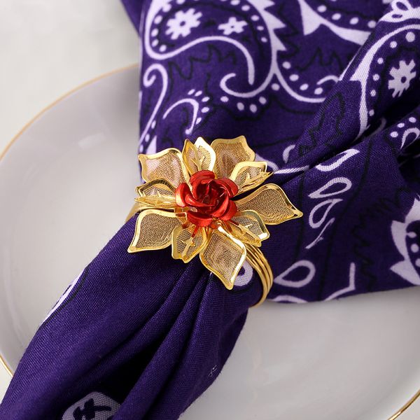 

6pcs metal alloy napkin ring flower napkin ring wedding jewelrywedding buckle