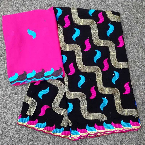 

2019 latest swiss voile lace fabric 100% cotton embroidery african french cotton laces fabrics 5+2yards/lot a2217, Pink;blue