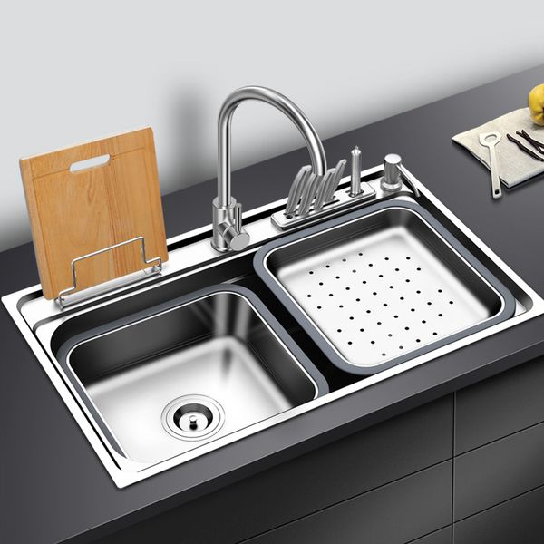 

kitchen sink stainless steel with cutting board rack above counter or udermount single bowl sinks vegetable washing sink kitchen