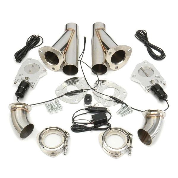 

2.5 inch 6.3mm dual electric exhaust cutout pipe kit with remote control stainless steel cutout muffler valve system