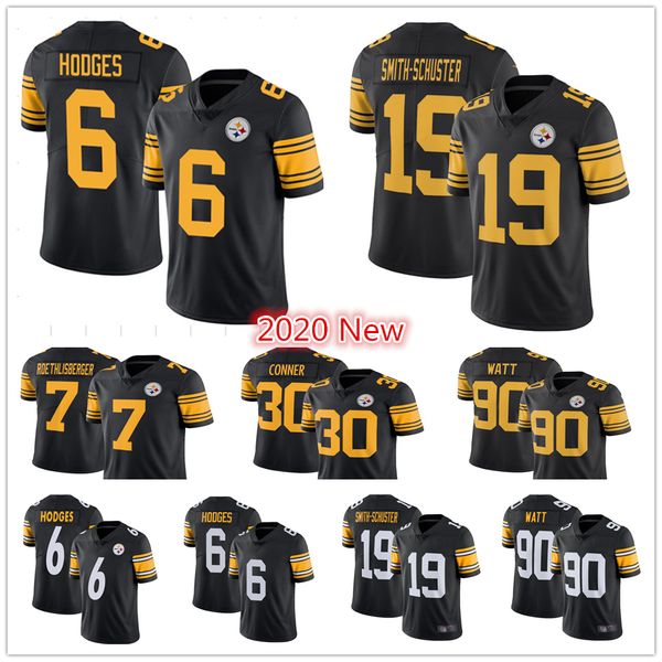 

pittsburgh steelers jersey men's 39 minkah fitzpatrick 6 devlin hodges 19 juju smith-schuster nfl t.j. watt women youth football jersey, Black;red