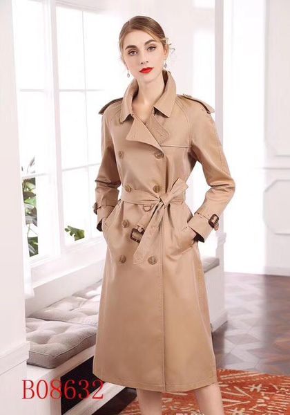 

women's trench coats gabardine long windbreaker belt waterproof double-breasted new english style autumn winter solid color british 71v, Tan;black
