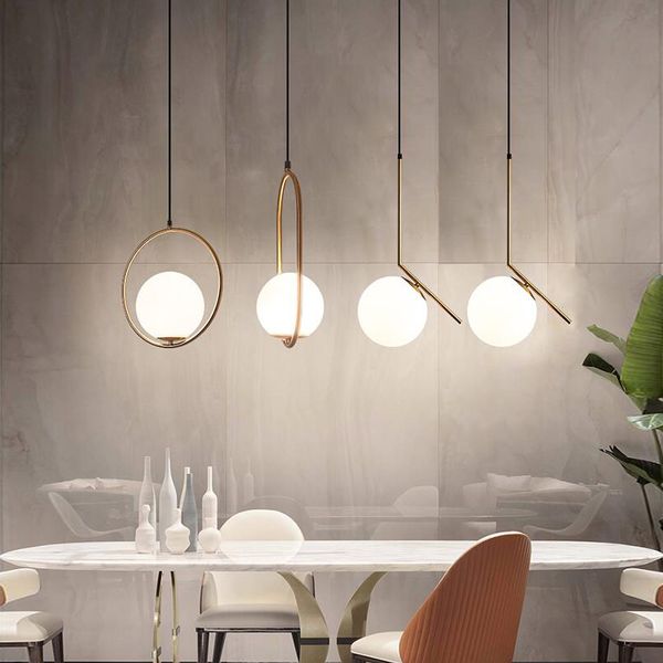 Nordic Chandelier Minimalist Art Led Chandelier Hang Glass Ball Living Room Bedroom Minimalist Restaurant Bar Home Lighting Drop Ceiling Light