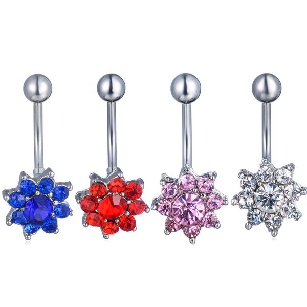 

d0340 octagonal belly navel stud 14ga 16mm length, Silver
