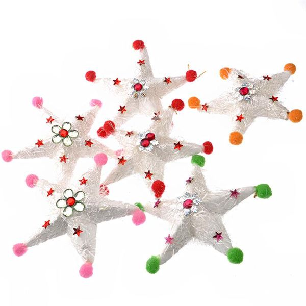 

13cm five-pointed star shaped foam pendant christmas decoration - 6 pcs/set