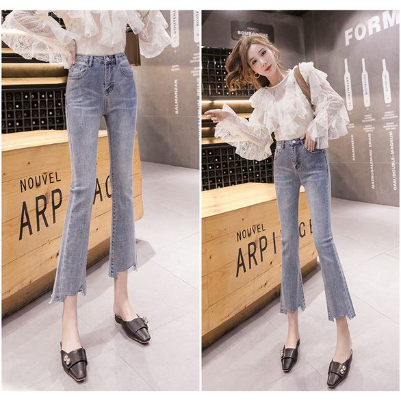 

orchid grey heavy hammer bead flower 20 high waist stretch jeans, Blue