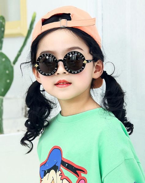 

steampunk bee letter children sunglasses boys girls kid vintage round eyeglasses candy color oculos feminino accessories, White;black
