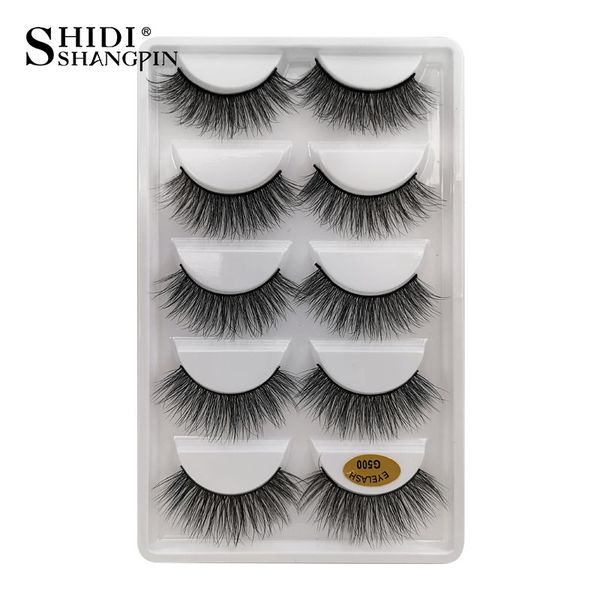 

fluffy 5 pairs natural long faux mink eyelashes fully wispy false eyelash extension 3d minks fake eye makeup faux cils beauty