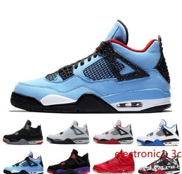 

new 4 4s bred pure money denim cavs ls angry bull jeans travis basketball shoes men blue jeans sneakers