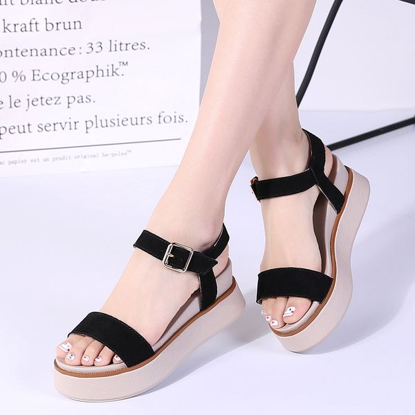 

new fashion style women's platform sandals ladies suede shoes summer outdoor tenis feminino casual zapatos de mujer zapatillas, Black