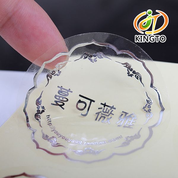 

silver foil stamping transparent adhesive sticker