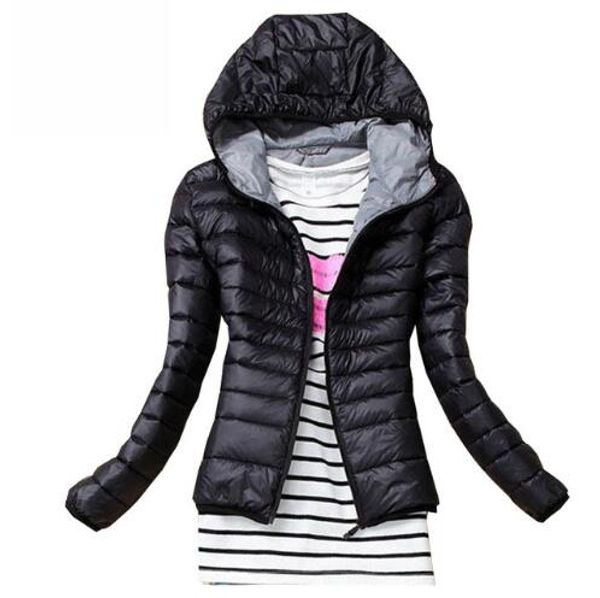 

autumn winter women basic jacket coat female slim hooded brand cotton coats casual black jackets, Black;brown
