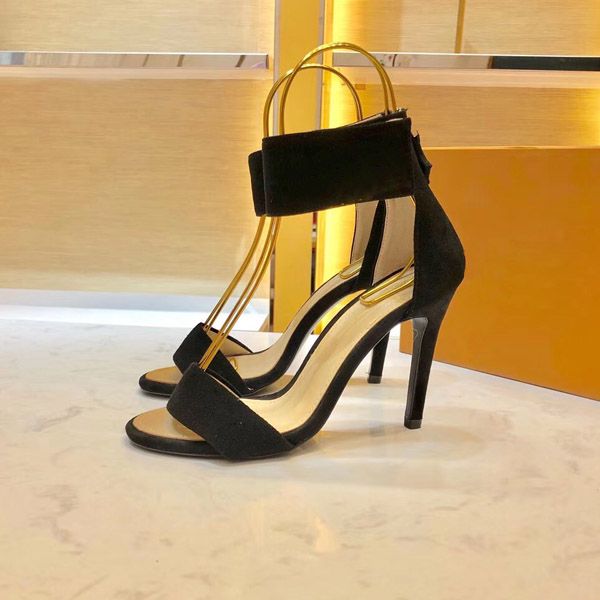 

New high heeled andal female genuine leather hoe ankle button andal female de igner or andal red open toed outdoor hoe