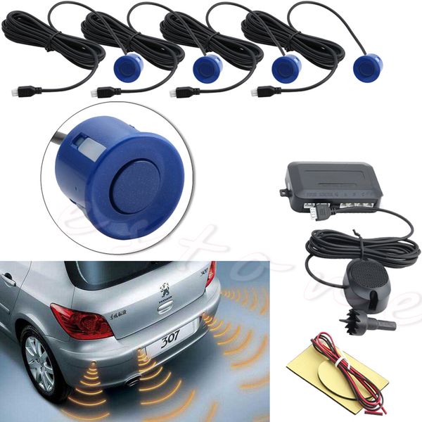 

4 parking sensors car backup reverse radar rearview buzzer sound alarm