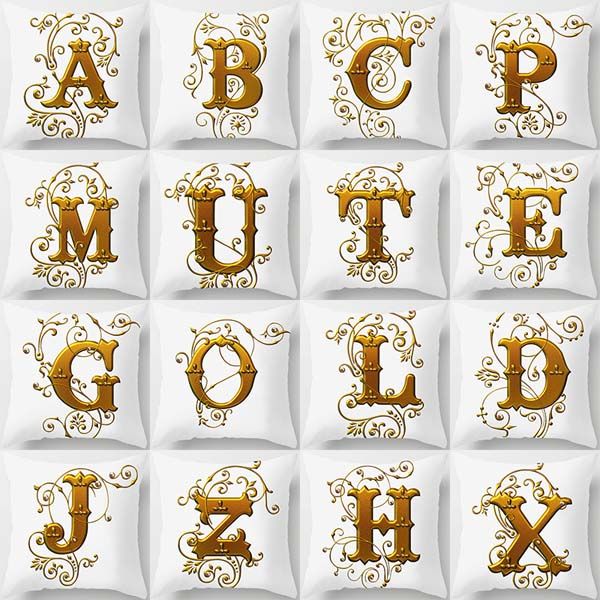 Room Decoration Letter Alphabet Printed Pillowcases Eco Friendly